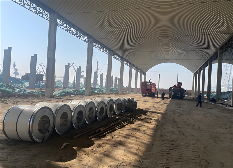 砂石料堆料棚拱形屋面工程案例